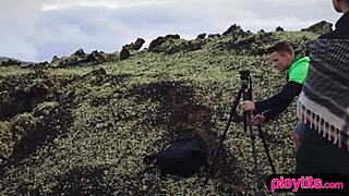 photographer and model in outdoor session