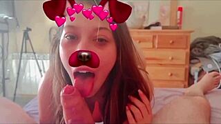 a young latina amateur shares her big ass blowjob compilation with snapchat filter in a homemade web chat