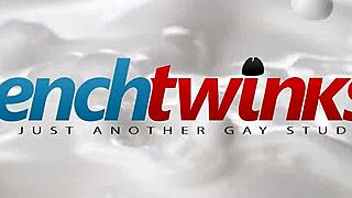 Felix and Justin compete naked in twink contest with big cocks