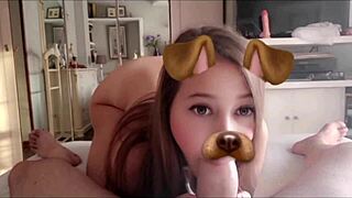 a young latina amateur shares her big ass blowjob compilation with snapchat filter in a homemade web chat