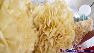 Hey, watch this teen gobble her stepfather's massive shlong! It's wild seeing her take it all. 😜