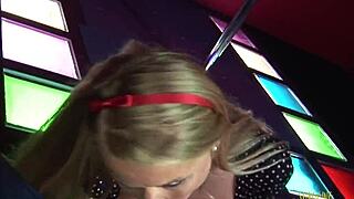 Big fake boobs get sucked and ridden with shaved closeup moaning