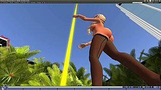 Beautiful Blonde Girl Dances on Pole in Second Life