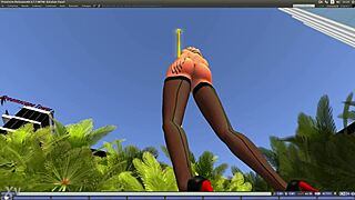 Beautiful Blonde Girl Dances on Pole in Second Life