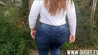 A sexually appealing woman who received big ass fucked into the woods