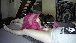 can you take it deeper? stepdaughter gags on stepdaddy's thick cock with pure lust.