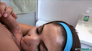 latina maid blows dirty cock hard in wild amateur session