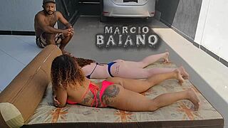 Neighbor asks for cold water and fucks two sunbathing girls without condom