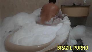 Passionate Bbw Enjoys Friend In Motel Bathtub