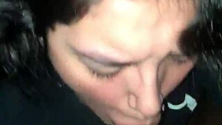 Latina amateur sloppily sucks big black monster cock. Detailed blowjob scene.