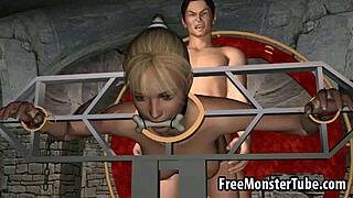 restrained 3d blonde babe by vampire