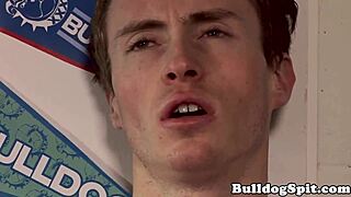 Euro cocksucker bent over for bold doggystyle by handsome punk with jizz facial