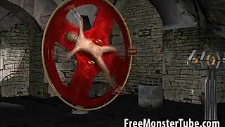 restrained 3d blonde babe by vampire