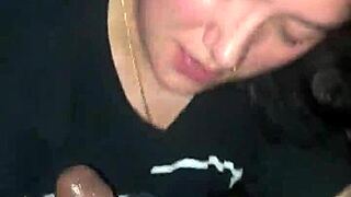 Latina amateur sloppily sucks big black monster cock. Detailed blowjob scene.