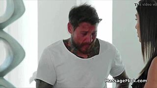 Why does this hot masseuse gag on handyman's cock?