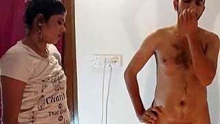 Horny sexy model step-sister with small 18+ boobs and big butts got fucked rough by her big dick step-bro and cum on her body deshi sex 😈