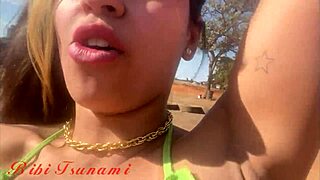 bibi tsunami topless teen big ass pussy crossdressing on roadside!