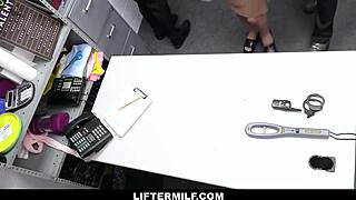 tattooed milf caught between two security officers cocks in garage 😏