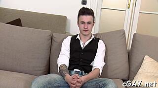 Gay men undress for passionate intimate encounters