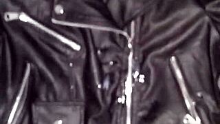 Cum on leather jacket with my step sister