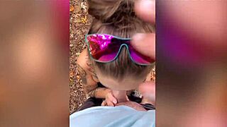 hey, wanna see a hot milf give a blowjob in the forest?