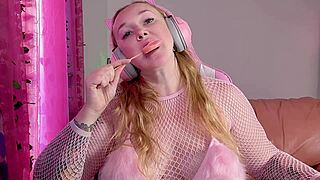 Sucking and licking on a lollipop with big boobs and asmr videos