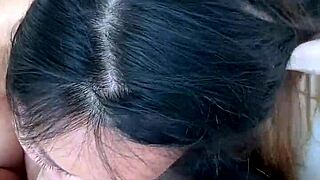 XXX petite blowjob queen lies down to get her ass and pussy licked in a fresh threesome