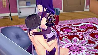 Cartoon girl Raiden Shogun Mei … in the room gets pounded