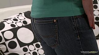 Modeling session tricks brunette into hardcore riding and doggystyle! 😈