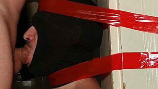 Deep balls cock play, and choke play on amateur gay slave