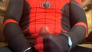 gay spiderman solo in spandex suit, looking monster-like 😎