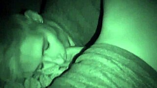 blonde teen sucks cock in the night close-up