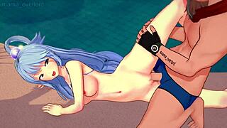 Goddess Aqua Enjoys Her New Bikini in 3D Cartoon Fun