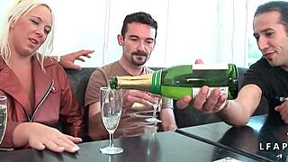 Wow! Stunning Blonde Crushed by Double Vaginal Penetration in Wild Gangbang!