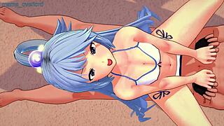 Goddess Aqua Enjoys Her New Bikini in 3D Cartoon Fun