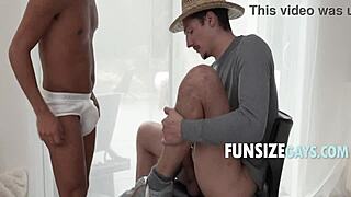 Wow! Mr. Knight takes a break to pound twink Milo Miles hard!