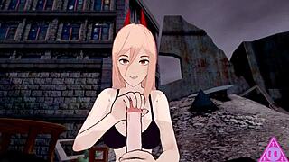 i'm so horny watching koikatsu denji power chainsaw man hentai blowjob handjob cumshot porn