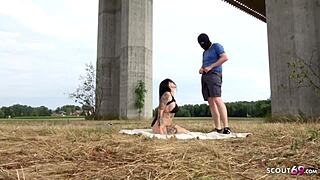 Hey, wanna watch this German teen with huge tits get drilled outdoors under the bridge?