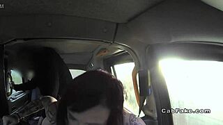 Redhead Gags Hard on Cab Driver’s Big Cock!