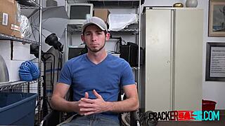 Teen Jock Placed On Directors Desk Takes Big Black Cock