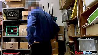 Pale Emo Teen 18+ Shoplifter Punished and Fucked Hard by LP Officer in Office