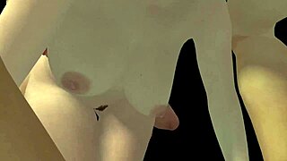 Hot brunette gets bent over in group 3d porn.