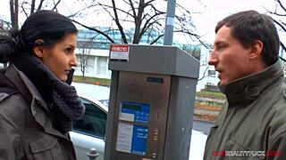 sexy skinny brunette is taken to apartment to have sex with stranger