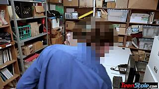 Pale Emo Teen 18+ Shoplifter Punished and Fucked Hard by LP Officer in Office