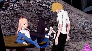 i'm so horny watching koikatsu denji power chainsaw man hentai blowjob handjob cumshot porn