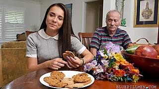 Cute petite 18+ teen explores old cock sucking