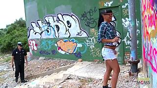 spray painting leads milf to rough discipline outdoors