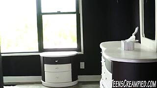 Latina adult film with long hair slowly and passionately gargles a throat opener till it’s wide open