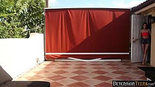 Petite teen 18+ caught sneaking from detention, gives blowjob to big cock.