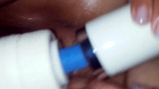 wife plays with vibrator while wearing lingerie